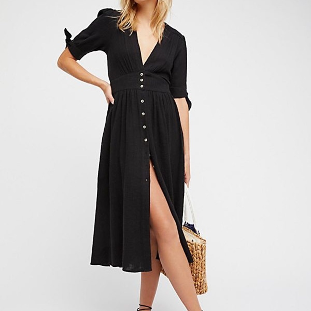 Free People Black Midi Dress